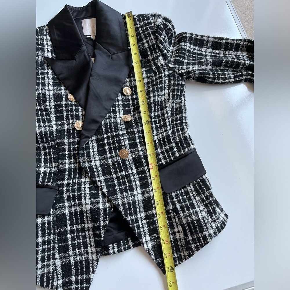 NWT Rachel Parcell Black and White Plaid tweed Blazer - Picture 13 of 16